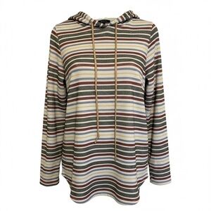 Bombom Striped Hooded Pullover | Boho Casual | Lightweight | Women’s Large